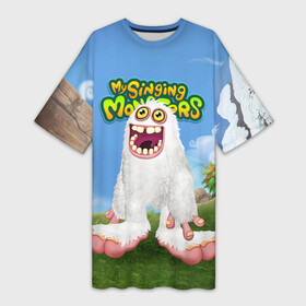Платье-футболка 3D с принтом Mammott ,  |  | game | monsters | my singing monsters | my singings monsters | игра | игры | мои поющие монстры | монстры | поющие монстры