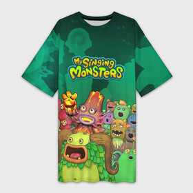 Платье-футболка 3D с принтом Персонажи Мои поющие монстры ,  |  | game | monsters | my singing monsters | my singings monsters | игра | игры | мои поющие монстры | монстры | поющие монстры