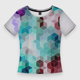 Женская футболка 3D Slim с принтом Бирюзово коричневый геометрический узор ,  |  | Тематика изображения на принте: brown | geometric pattern | geometry | turquoise | бирюзовый | геометрические фигуры | геометрический узор | коричневый