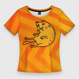Женская футболка 3D Slim с принтом Уставший рыжий кот ,  |  | кот | котенок | котик | кошка | рыжий кот | уставший | усталость