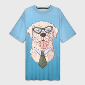 Платье-футболка 3D с принтом Офисный пес менеджер ,  |  | коллега | менеджер | офис | пес | собака | собачка