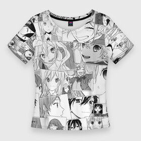 Женская футболка 3D Slim с принтом Horimiya pattern ,  |  | akane yanagi | anime | honoka sawada | horimiya | izumi miyamura | kyouko hori | remi ayasaki | sakura kouno | аканэ янаги | аниме | анимэ | изуми миямура | кёко хори | рэми аясаки | сакура коно | хонока савада | хоримия | юк