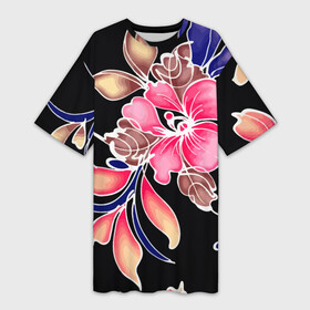 Платье-футболка 3D с принтом Сон в летнюю ночь  Beautiful flower ,  |  | fashion | flower | leaf | night | summer | лето | лист | мода | ночь | цветок