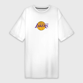 Платье-футболка хлопок с принтом Лос Анджелес Лейкерс NBA ,  |  | los angeles lakers | nba | баскетбол | лос анджелес лейкерс | нба