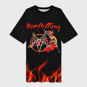 Платье-футболка 3D с принтом Show No Mercy  Slayer ,  |  | slayer | группа | гэри холт | керри кинг | метал | музыка | пентаграмма | песни | пол бостаф | рок | слаер | слайер | слеар | слеер | слейр | слеяр | том арайа | трэш | тяжелый | хеви
