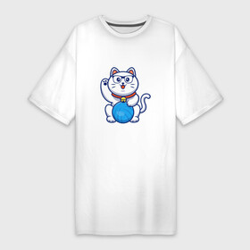 Платье-футболка хлопок с принтом Hello Cat ,  |  | animals | cat | kitty | животные | зверь | китти | кот | котенок | котик | котэ | кошечка | кошка | мяу
