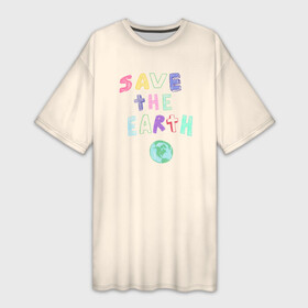 Платье-футболка 3D с принтом Save the earth на бежевом фоне ,  |  | earth | eco | eco friendly | planet | save earth | био | детский рисунок | загрязнения | земля | карандаш | мусор | планета | пластик | рисунок карандашом | сохранение природы | чистота | эко | эко дизайн