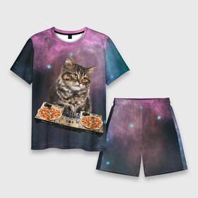 Мужской костюм с шортами 3D с принтом Космический котёнок диджей  Space DJ Cat ,  |  | galaxy | in space | pizza | vinyl | vynil | в космосе | винил | вселенная | галактика | диск жокей | космическая кошка | космический кот | космос | кот | котик | котята | микшер | пицца | прикол | пульт | юмор