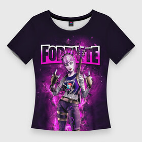 Женская футболка 3D Slim с принтом Fortnite  Dark Power Chord  Video game ,  |  | character | dark power chord | eyes | face | fortnait | gesture | girl | guitar | hero | hype | гитара | глаза | девушка | жест | лицо | фортнайт | хайп