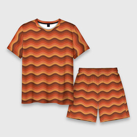Мужской костюм с шортами 3D с принтом Ретро Волна ,  |  | orange | pattern | retro | wave | волна | оранжевый | ретро | узор