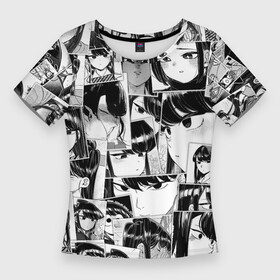 Женская футболка 3D Slim с принтом Komi san pattern ,  |  | anime | komi san wa comyushou desu | komi san wa komyushou desu | shouko komi | аниме | анимэ | у коми проблемы с общением | шоко коми