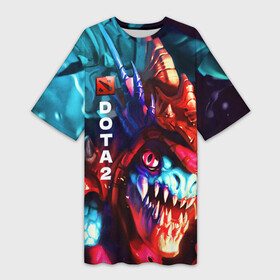 Платье-футболка 3D с принтом Dota 2 SLARK ,  |  | dota 2 | game | gameplay | slark | дота2 | игра | монстр | персонаж | сларк | чудовище