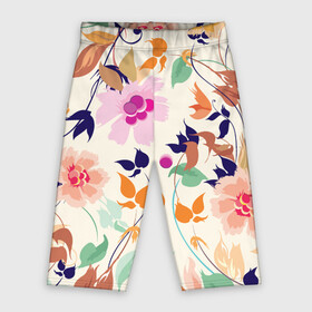 Велосипедки 3D с принтом Summer floral pattern ,  |  | flowers | leaf | pattern | summer | лето | лист | узор | цветок