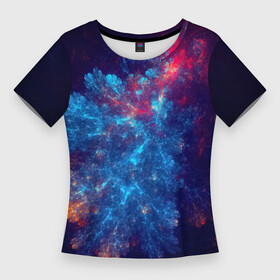 Женская футболка 3D Slim с принтом Космический Коралловый Риф ,  |  | coral | nature | ocean | reef | sea | space | коралловый | космос | красный | море | океан | природа | риф | синий