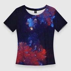 Женская футболка 3D Slim с принтом Бурлящий Коралловый Риф ,  |  | bubbling | coral | nature | ocean | reef | sea | бурление | коралловый | красный | море | океан | природа | риф | синий