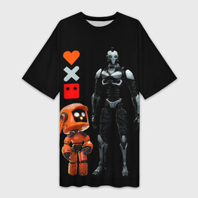 Платье-футболка 3D с принтом Любовь Смерть и Роботы Love Death and Robots ,  |  | love death + robots | love death and robots | three robots | три робота