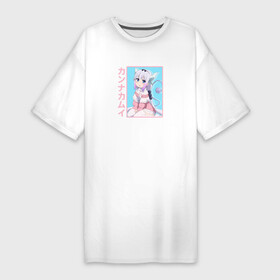 Платье-футболка хлопок с принтом Уставшая Канна Камуи  Дракорничная госпожи Кобаяси ,  |  | anime | chi no maid dragon | kanna kamui | kobayashi san | аниме | анимэ | горничная дракон | канна камуи | кобаяси
