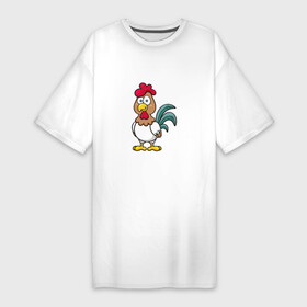 Платье-футболка хлопок с принтом Милый Петушок ,  |  | bird | birds | chicken | деревня | петух | петушок | птица | птицы | птичка | цыпленок