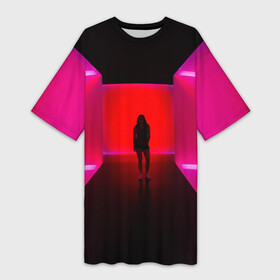 Платье-футболка 3D с принтом Неоновый коридор и человек  Розовый ,  |  | abstraction | art | artwork | colorful | colors | corridor | dark | darkness | girl | human | man | neon | surrealism | woman | абстракция | арт | девушка | искусство | коридор | неон | разноцветный | сюрреализм | темнота | тьма | цвета | человек