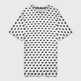 Платье-футболка 3D с принтом Симметричный черно серый горошек 3д ,  |  | 3д | в тренде | геометрия | горох | круг | модно | симметрия | сфера | шар