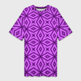Платье-футболка 3D с принтом Геометрический узор в розово малиновых тонах ,  |  | crimson | geometric | geometric shapes | pink | геометрические фигуры | геометрический узор | пурпурный | розовый | ромбы