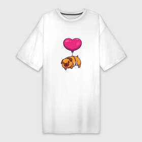 Платье-футболка хлопок с принтом Бульдог на шарике ,  |  | animals | dog | love | бульдог | гав | друг | животные | любовь | пёс | питомец | сердечко | сердце | собака | собачка | шарик | щенок