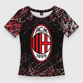 Женская футболка 3D Slim с принтом ac milan  фк милан ,  |  | ac milan | club | football | logo | milan | гранж | клуб | лого | милан | мяч | символ | спорт | форма | футбол | футболист | футболисты | футбольный