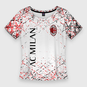 Женская футболка 3D Slim с принтом ac milan  logo ,  |  | ac | ac milan | acm | football | logo | milan | sport | клуб | лого | логотип | логотипы | милан | огонь | паттерн | пламя | символ | символы | спорт | форма | футбол | футбольная | футбольный