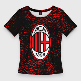 Женская футболка 3D Slim с принтом ac milan  фк милан  logo ,  |  | ac | ac milan | acm | football | logo | milan | sport | клуб | лого | логотип | логотипы | милан | огонь | паттерн | пламя | символ | символы | спорт | форма | футбол | футбольная | футбольный