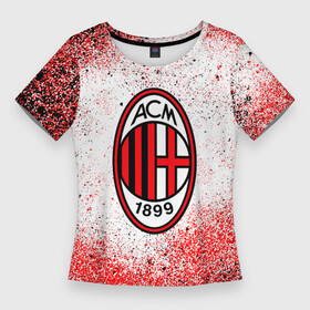 Женская футболка 3D Slim с принтом ac milan  красно черные брызги ,  |  | ac | ac milan | acm | football | logo | milan | sport | клуб | лого | логотип | логотипы | милан | символ | символы | спорт | форма | футбол | футбольная | футбольный