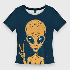 Женская футболка 3D Slim с принтом Привет их космоса ,  |  | ufo | гуманоид | инопланетянин | космос | пришелец | существо