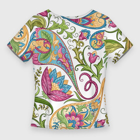 Женская футболка 3D Slim с принтом Fashionable floral Oriental pattern  Summer 2025 ,  |  | color | fashion | flowers | ornament | pattern | summer | лето | мода | узор | цвет | цветы