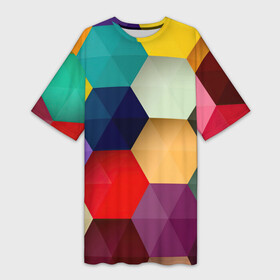 Платье-футболка 3D с принтом Цветные соты ,  |  | арт | вектор | векторный рисунок | геометрические фигуры | геометрия | рисунок | соты