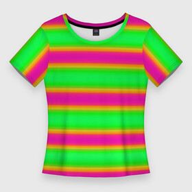 Женская футболка 3D Slim с принтом Зелено малиновые мягкие размытые полосы ,  |  | crimson | green | striped pattern | горизонтальные полосы | зеленый | малиновый | полосатый узор