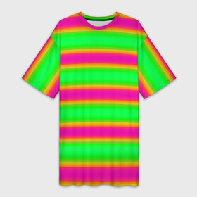 Платье-футболка 3D с принтом Зелено малиновые мягкие размытые полосы ,  |  | crimson | green | striped pattern | горизонтальные полосы | зеленый | малиновый | полосатый узор