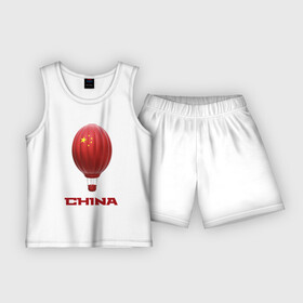 Детская пижама с шортами хлопок с принтом 3d aerostat China ,  |  | 3d | 3d aerostat | aerostat flag china | china flag | hot air ballon