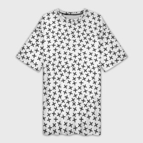 Платье-футболка 3D с принтом Кресты На Белом Фоне ,  |  | abstraction | figure | geometry | isometric | pattern | shape | абстракция | белый | геометрия | изометрический | крест | узор | фигура | форма | чёрный