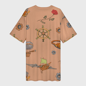 Платье-футболка 3D с принтом Паттерн в стиле Стимпанк  Ретро ,  |  | air balloon | gear | hat | pattern | plane | rose | ship | wings | воздушный шар | корабль | крылья | очки | паттерн | роза | самолёт | шестерёнка | шляпа