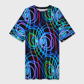 Платье-футболка 3D с принтом Неоновые круги и линии  Голубой ,  |  | abstraction | art | artwork | circles | colorful | colors | graphics | lines | neon | patterns | surrealism | waves | абстракция | арт | волны | графика | искусство | круги | линии | неон | разноцветный | сюрреализм | узоры | цвета