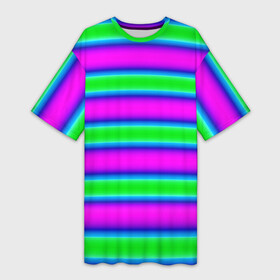 Платье-футболка 3D с принтом Зеленый и фиолетовые яркие неоновые полосы striped pattern ,  |  | modern | neon | striped pattern | горизонтальные полоы | зеленые полосы | полосатый узор | фиолетовые полосы