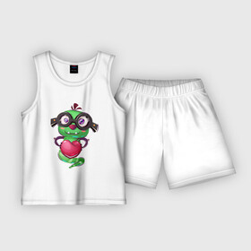 Детская пижама с шортами хлопок с принтом Гусеница с сердцем ,  |  | гусеница | сердечко | сердце | червь | червяк | червячок