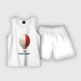 Детская пижама с шортами хлопок с принтом 3d aerostat Polish flag ,  |  | 3d | 3d aerostat | 3d aerostat polish flag | air ballon | ballon | hot air ballon | poland | polish flag