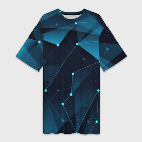 Платье-футболка 3D с принтом Кибернетические звёзды ,  |  | арт | вектор | векторный рисунок | геометрия | звезда | звёзды | рисунок | созвездия