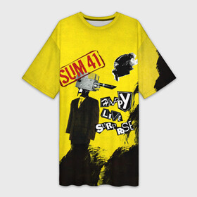 Платье-футболка 3D с принтом Go Chuck Yourself Happy Live Surprise  Sum 41 ,  |  | deryck whibley | sum 41 | группа | дерик уибли | музыка | панк | панк рок | песни | рок | рок группа | сам 41 | сам фоти уан | сам фоти уансам | сам41 | сум 41 | сум41