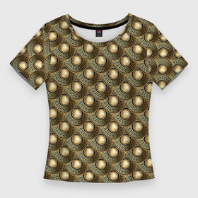 Женская футболка 3D Slim с принтом Кольчуга из кругов ,  |  | абстрактные | абстракция | геометрия | классика | классические | нейтральные | спокойные | узор | узоры