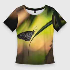 Женская футболка 3D Slim с принтом Ночной мотылек ,  |  | бабочка | вечер | закат | красота | крылья | мотылек | ночная бабочка | ночной мотылек | ночь | природа | свет | сияние | солнце
