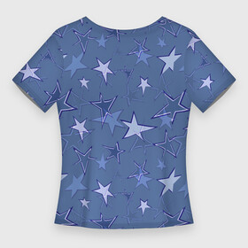 Женская футболка 3D Slim с принтом Gray Blue Star Pattern ,  |  | gray blue | pattern | star | звездный узор | звезды | серый | синий
