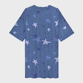 Платье-футболка 3D с принтом Gray Blue Star Pattern ,  |  | gray blue | pattern | star | звездный узор | звезды | серый | синий