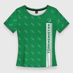 Женская футболка 3D Slim с принтом Turkmenistan TM (Турменистан) ,  |  | ashgabat | turkmenistan | ашхабад | зелёный блокнот | туркменистан | туркмения