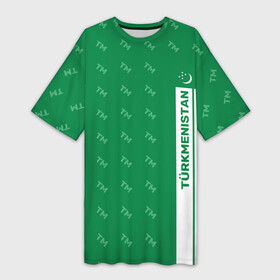 Платье-футболка 3D с принтом Turkmenistan TM (Турменистан) ,  |  | ashgabat | turkmenistan | ашхабад | зелёный блокнот | туркменистан | туркмения